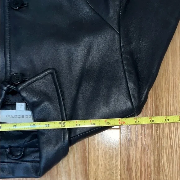 Leather jacket black classic style Liz Claiborne XL - Picture 5 of 9